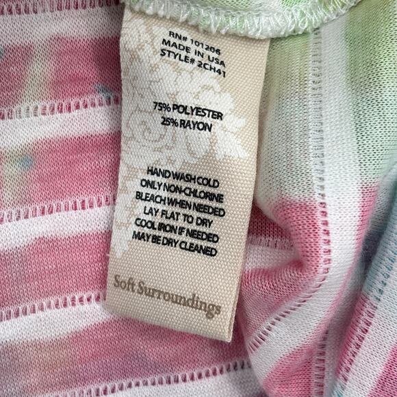 Soft Surroundings Blouse Top Size M Rainbow Floral Textured 3/4 Sleeve Stretch - Picture 10 of 11